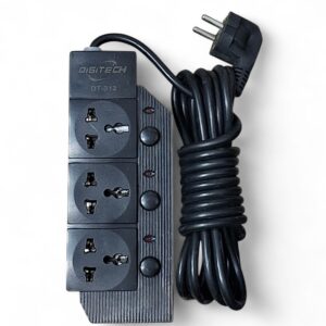 DIGI TECH 312 5 Meter Multi Plug  3-Port 2-Pin Black Power Strip