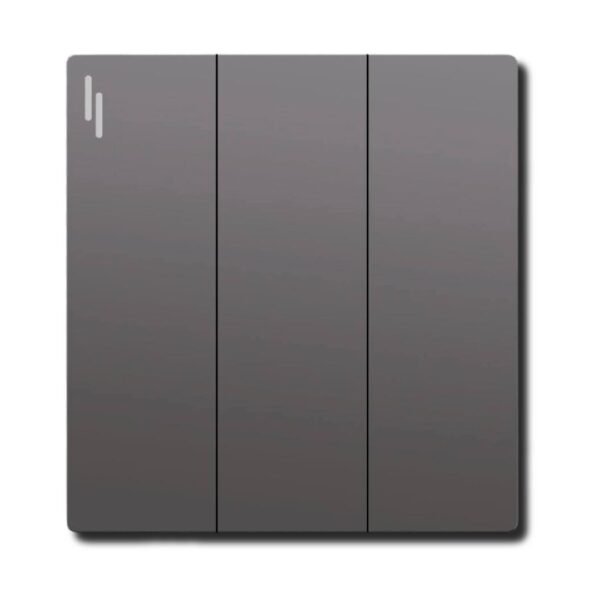 EZZE 3 Gang Grey Ultra Slim Switch designed for modern homes and offices, offering efficient control with three switches and a sleek design.