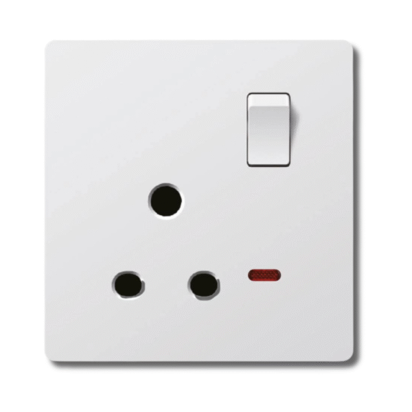 EZZE 3 Pin White 15A Ultra Slim Combined Socket designed for high-power devices, offering sleek design and easy installation.