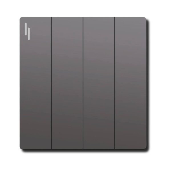 EZZE 4 Gang Grey Ultra Slim Switch designed for modern homes and offices, offering efficient control with four switches and a sleek design.