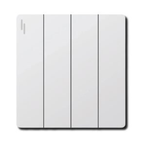 EZZE 4 Gang White Ultra Slim Switch with four controls, designed for modern spaces, offering both style and functionality.