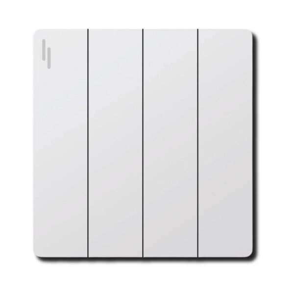 EZZE 4 Gang White Ultra Slim Switch with four controls, designed for modern spaces, offering both style and functionality.