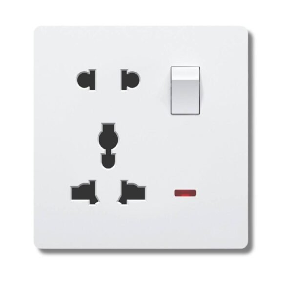 EZZE 5 Pin White Multi-Purpose Ultra Slim Socket designed for safe, multi-device connectivity, featuring a modern and compact design