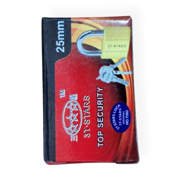 Gold Padlock 25MM with a strong metal shackle and shiny gold finish, designed for secure locking.